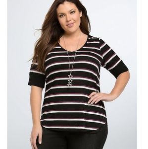 Striped V Neck Tee